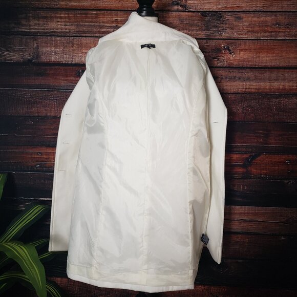 AGB White Double Breasted Coat Jacket Womens Large Lined Pockets - Picture 7 of 10